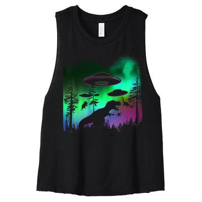 Storm Area 51 Alien Dinosaur UFO Women's Racerback Cropped Tank