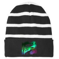 Storm Area 51 Alien Dinosaur UFO Striped Beanie with Solid Band