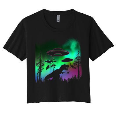 Storm Area 51 Alien Dinosaur UFO Women's Crop Top Tee