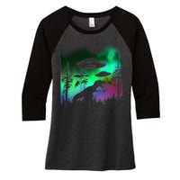 Storm Area 51 Alien Dinosaur UFO Women's Tri-Blend 3/4-Sleeve Raglan Shirt