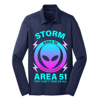 Storm Area 51 They Can't Stop Us All Silk Touch Performance Long Sleeve Polo