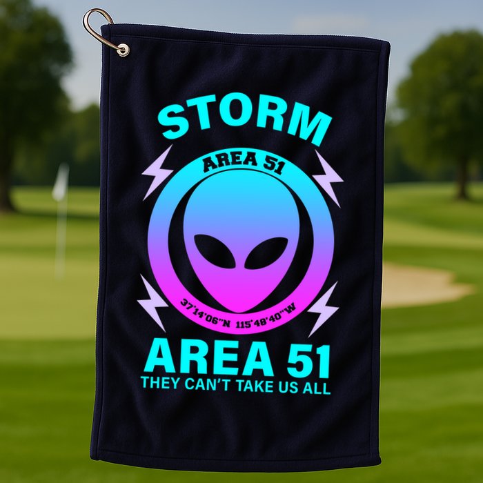 Storm Area 51 They Can't Stop Us All Golf Towel