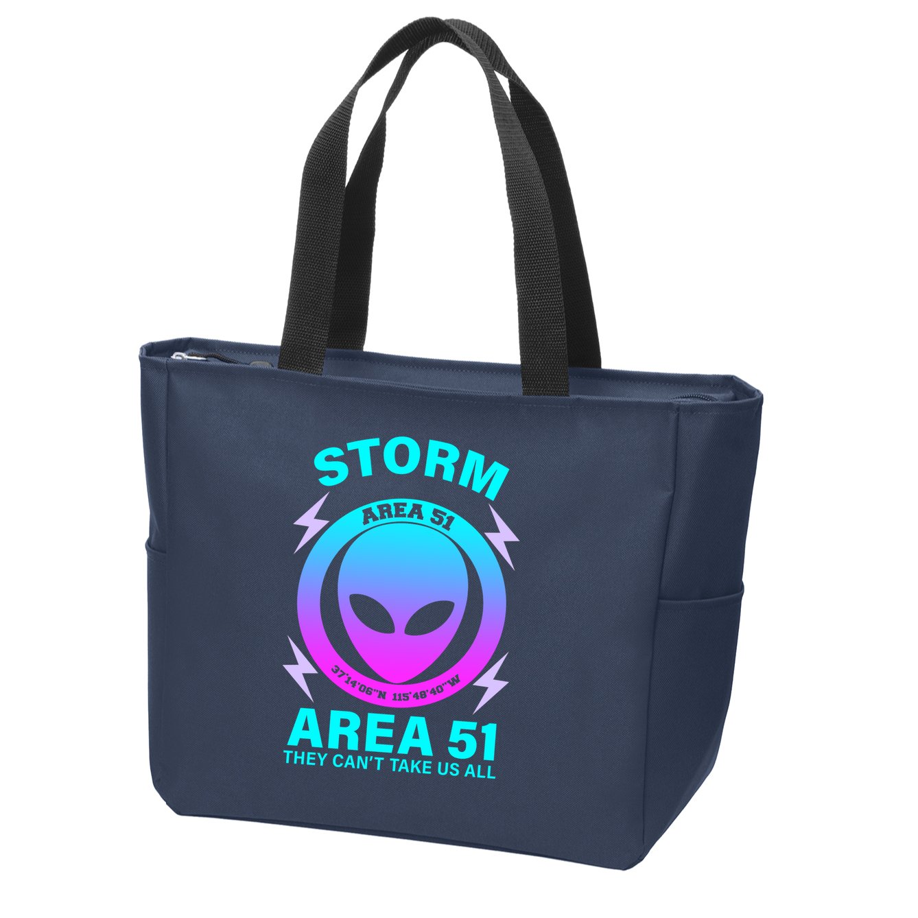 Storm Area 51 They Can't Stop Us All Zip Tote Bag