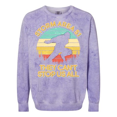 Storm Area 51 They Can't Stop Us All Bigfoot Colorblast Crewneck Sweatshirt