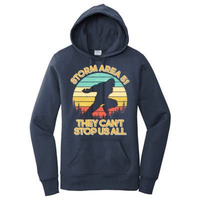 Storm Area 51 They Can't Stop Us All Bigfoot Women's Pullover Hoodie