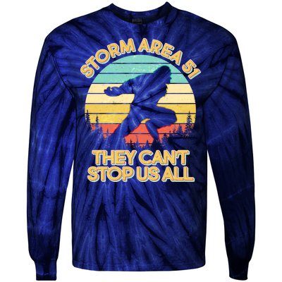 Storm Area 51 They Can't Stop Us All Bigfoot Tie-Dye Long Sleeve Shirt