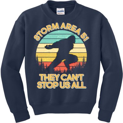 Storm Area 51 They Can't Stop Us All Bigfoot Kids Sweatshirt