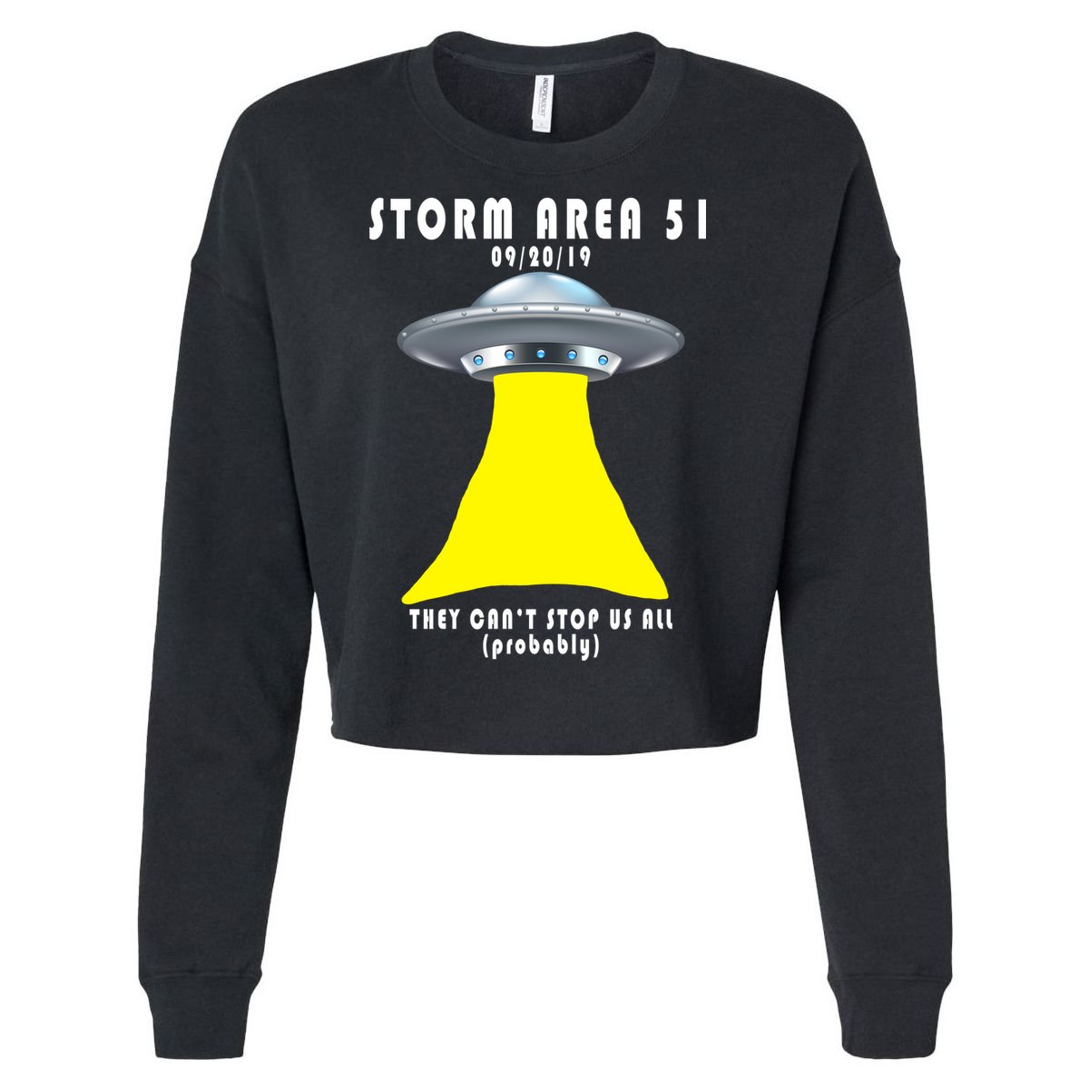 Storm Area 51 They Can't Stop Us Probably Cropped Pullover Crew