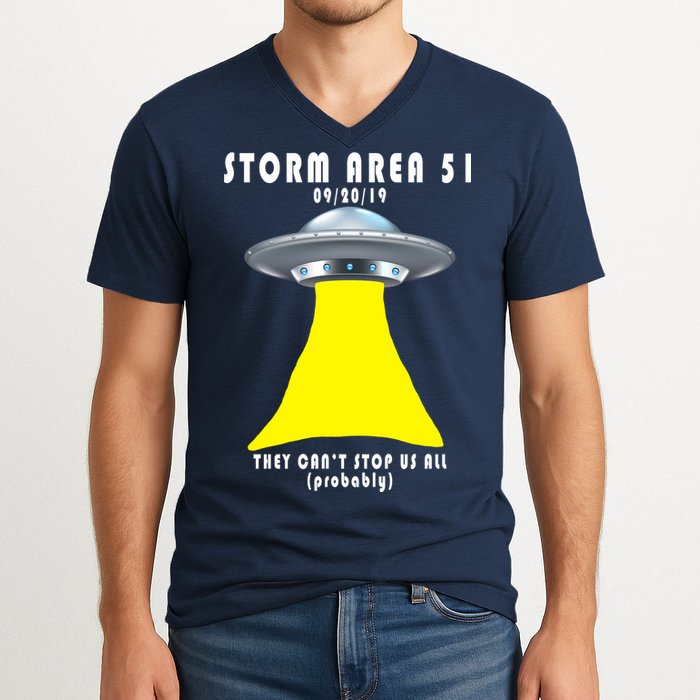 Storm Area 51 They Can't Stop Us Probably V-Neck T-Shirt