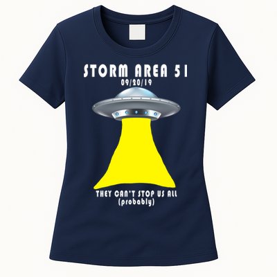 Storm Area 51 They Can't Stop Us Probably Womens T-Shirt