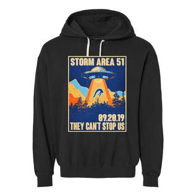 Storm Area 51 Travel Poster They Can't Stop Us Garment-Dyed Fleece Hoodie