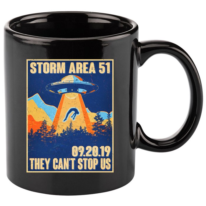 Storm Area 51 Travel Poster They Can't Stop Us 11oz C Handle Ceramic Mug