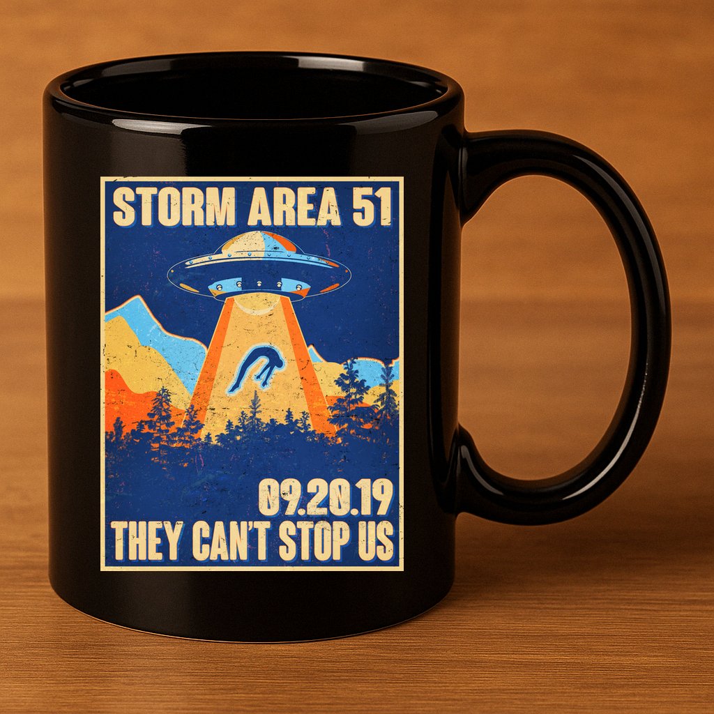 Storm Area 51 Travel Poster They Can't Stop Us 11oz C Handle Ceramic Mug