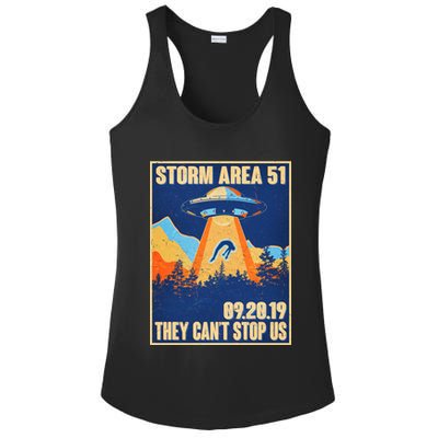 Storm Area 51 Travel Poster They Can't Stop Us Ladies PosiCharge Competitor Racerback Tank