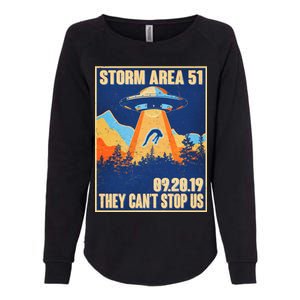 Storm Area 51 Travel Poster They Can't Stop Us Womens California Wash Sweatshirt