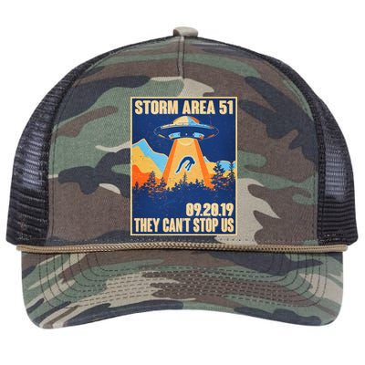 Storm Area 51 Travel Poster They Can't Stop Us Retro Rope Trucker Hat Cap