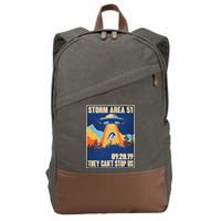 Storm Area 51 Travel Poster They Can't Stop Us Cotton Canvas Backpack