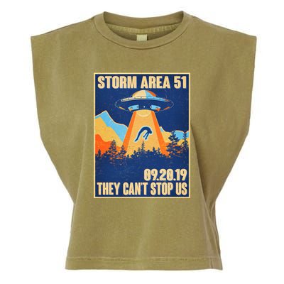 Storm Area 51 Travel Poster They Can't Stop Us Garment-Dyed Women's Muscle Tee