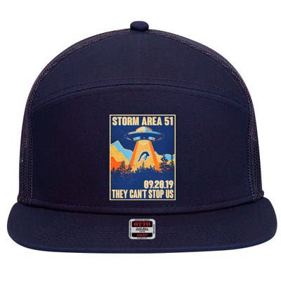 Storm Area 51 Travel Poster They Can't Stop Us 7 Panel Mesh Trucker Snapback Hat