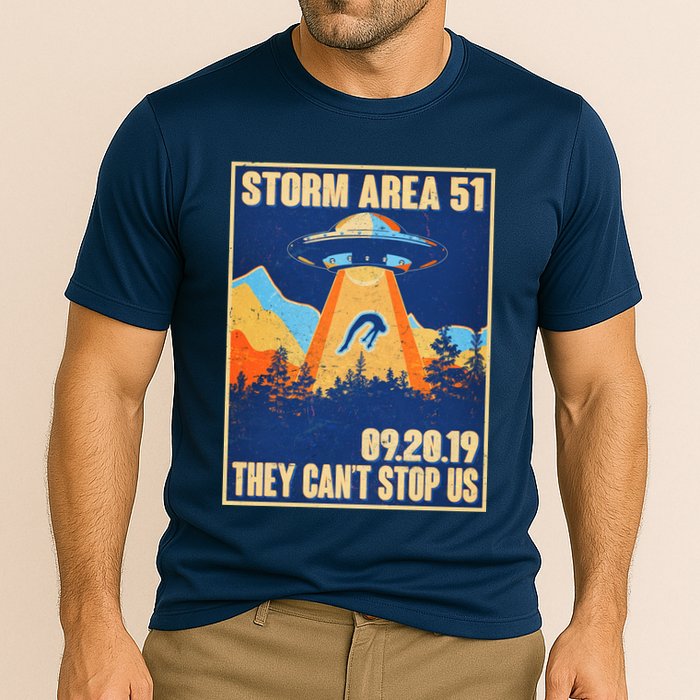 Storm Area 51 Travel Poster They Can't Stop Us Cooling Performance Crew T-Shirt