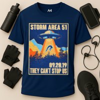Storm Area 51 Travel Poster They Can't Stop Us Cooling Performance Crew T-Shirt