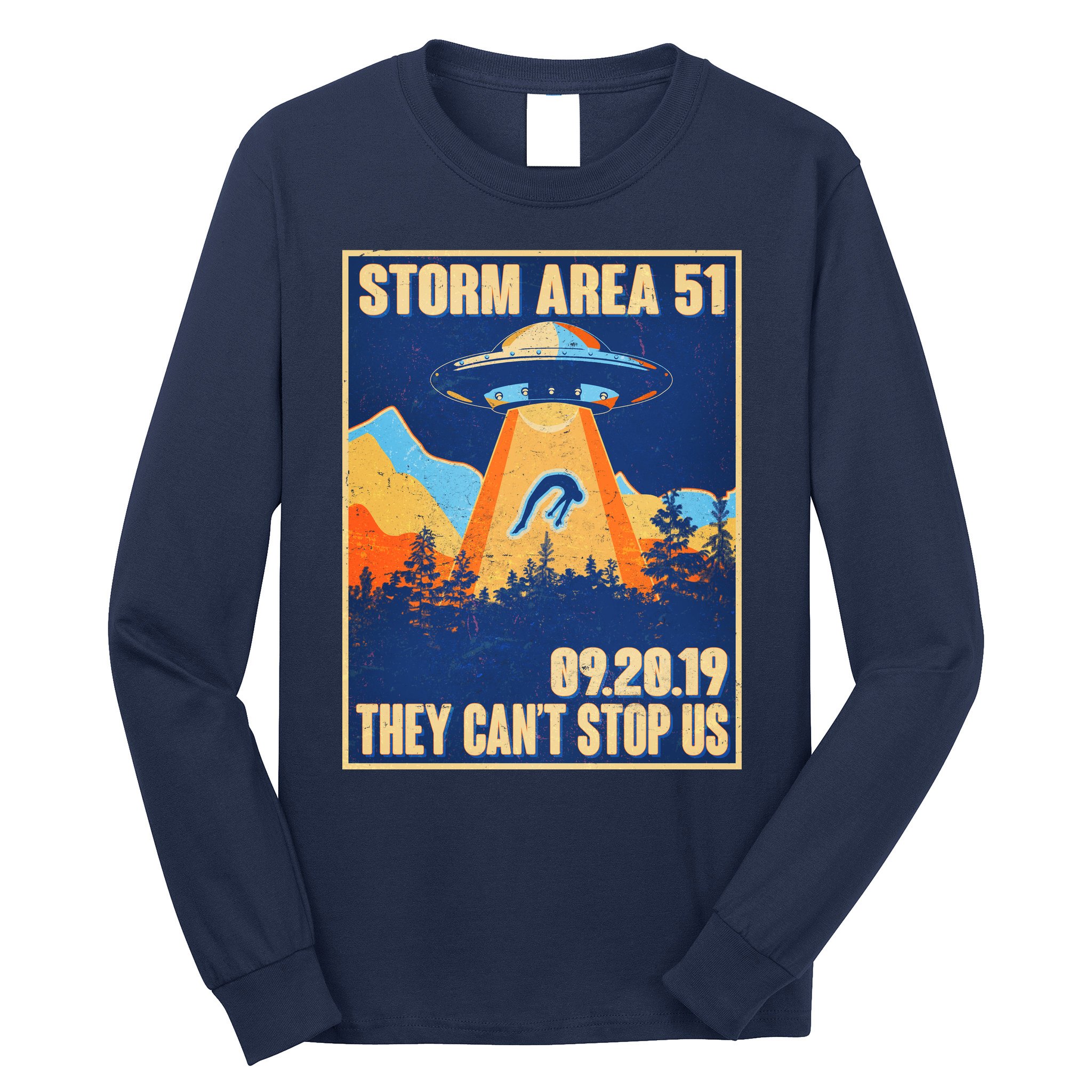 Storm Area 51 Travel Poster They Can't Stop Us Long Sleeve Shirt