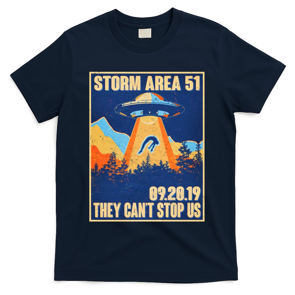 Storm Area 51 Travel Poster They Can't Stop Us T-Shirt