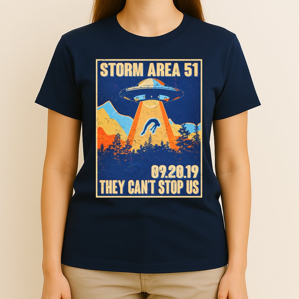 Storm Area 51 Travel Poster They Can't Stop Us T-Shirt