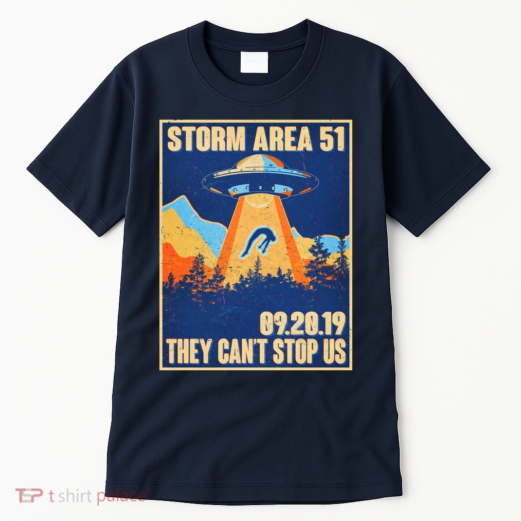 Storm Area 51 Travel Poster They Can't Stop Us Tall T-Shirt