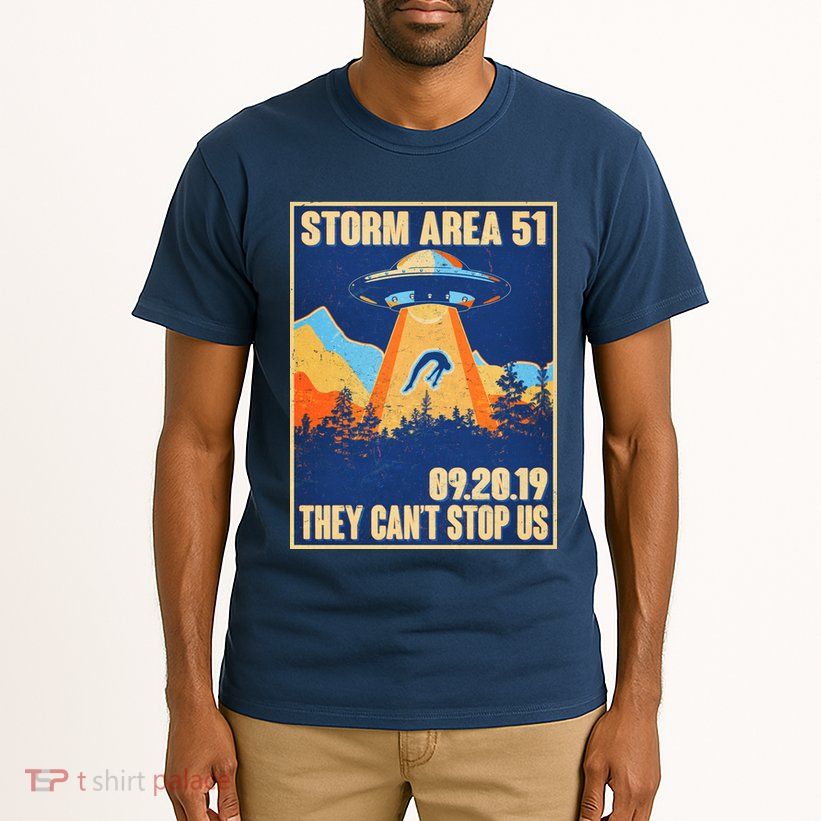 Storm Area 51 Travel Poster They Can't Stop Us Tall T-Shirt