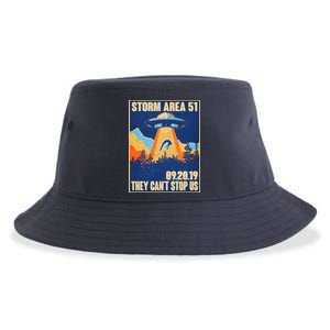 Storm Area 51 Travel Poster They Can't Stop Us Sustainable Bucket Hat