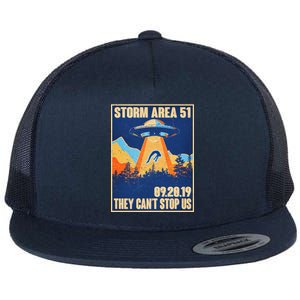 Storm Area 51 Travel Poster They Can't Stop Us Flat Bill Trucker Hat