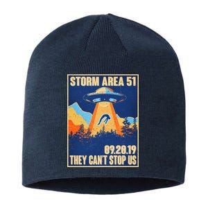 Storm Area 51 Travel Poster They Can't Stop Us Sustainable Beanie