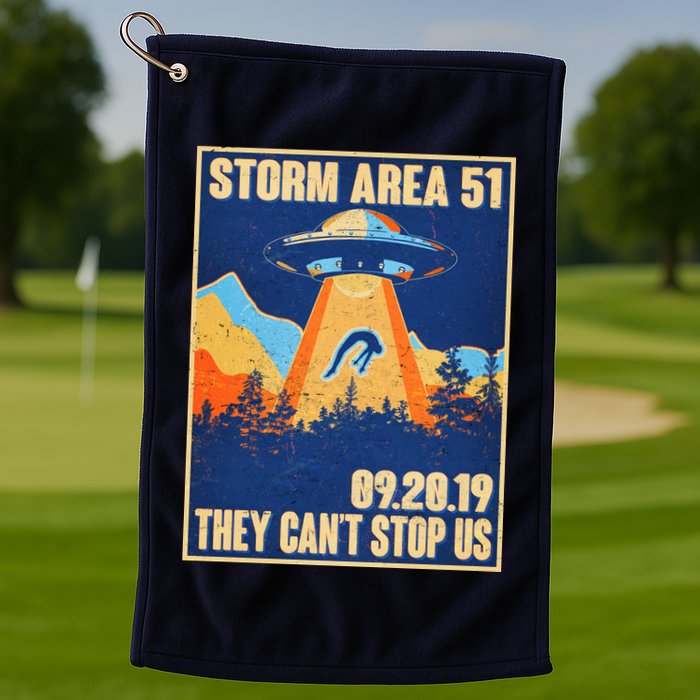 Storm Area 51 Travel Poster They Can't Stop Us Golf Towel