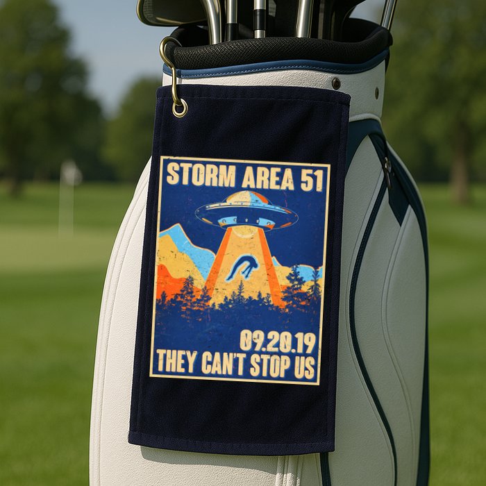 Storm Area 51 Travel Poster They Can't Stop Us Golf Towel