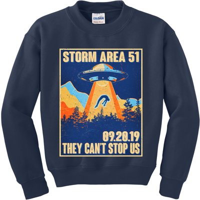 Storm Area 51 Travel Poster They Can't Stop Us Kids Sweatshirt