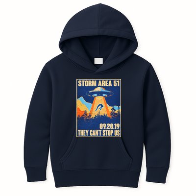 Storm Area 51 Travel Poster They Can't Stop Us Kids Hoodie