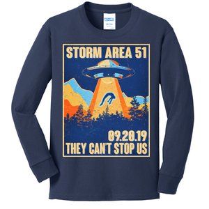 Storm Area 51 Travel Poster They Can't Stop Us Kids Long Sleeve Shirt