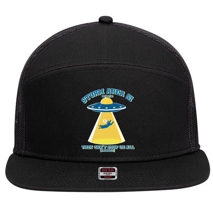 Storm Area 51 UFO Cat They Can't Stop Us All 7 Panel Mesh Trucker Snapback Hat
