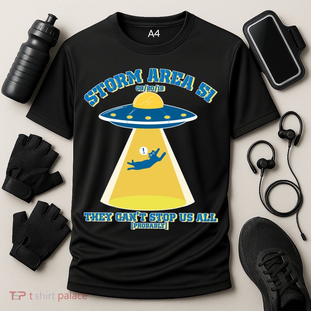 Storm Area 51 UFO Cat They Can't Stop Us All Performance Shirt