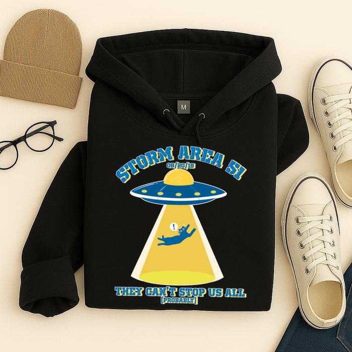Storm Area 51 UFO Cat They Can't Stop Us All Hoodie