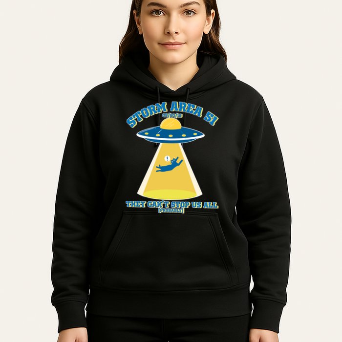 Storm Area 51 UFO Cat They Can't Stop Us All Hoodie