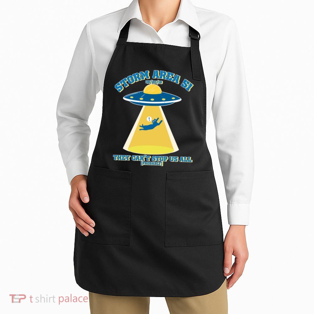 Storm Area 51 UFO Cat They Can't Stop Us All Apron