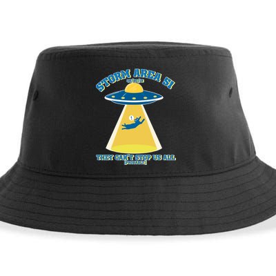 Storm Area 51 UFO Cat They Can't Stop Us All Sustainable Bucket Hat