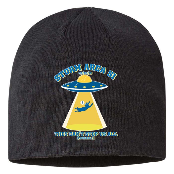 Storm Area 51 UFO Cat They Can't Stop Us All Sustainable Beanie