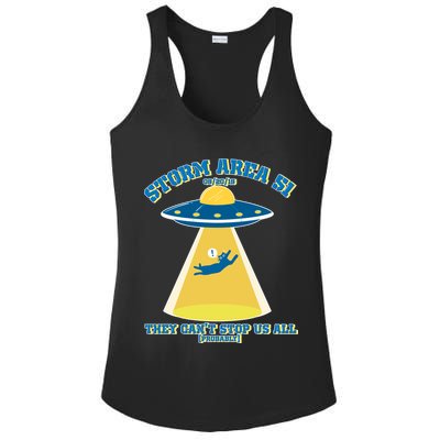 Storm Area 51 UFO Cat They Can't Stop Us All Ladies PosiCharge Competitor Racerback Tank