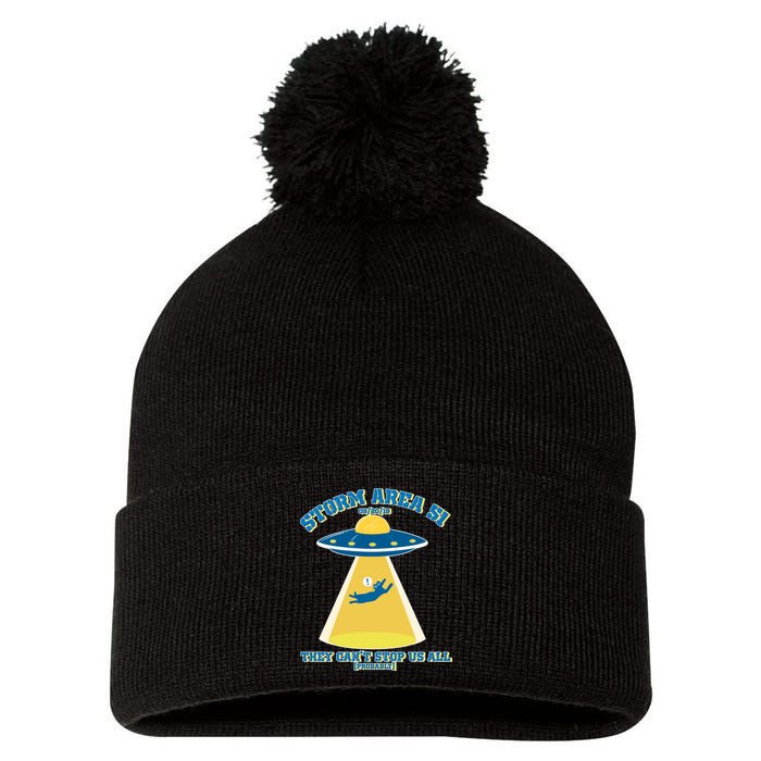 Storm Area 51 UFO Cat They Can't Stop Us All Pom Pom 12in Knit Beanie