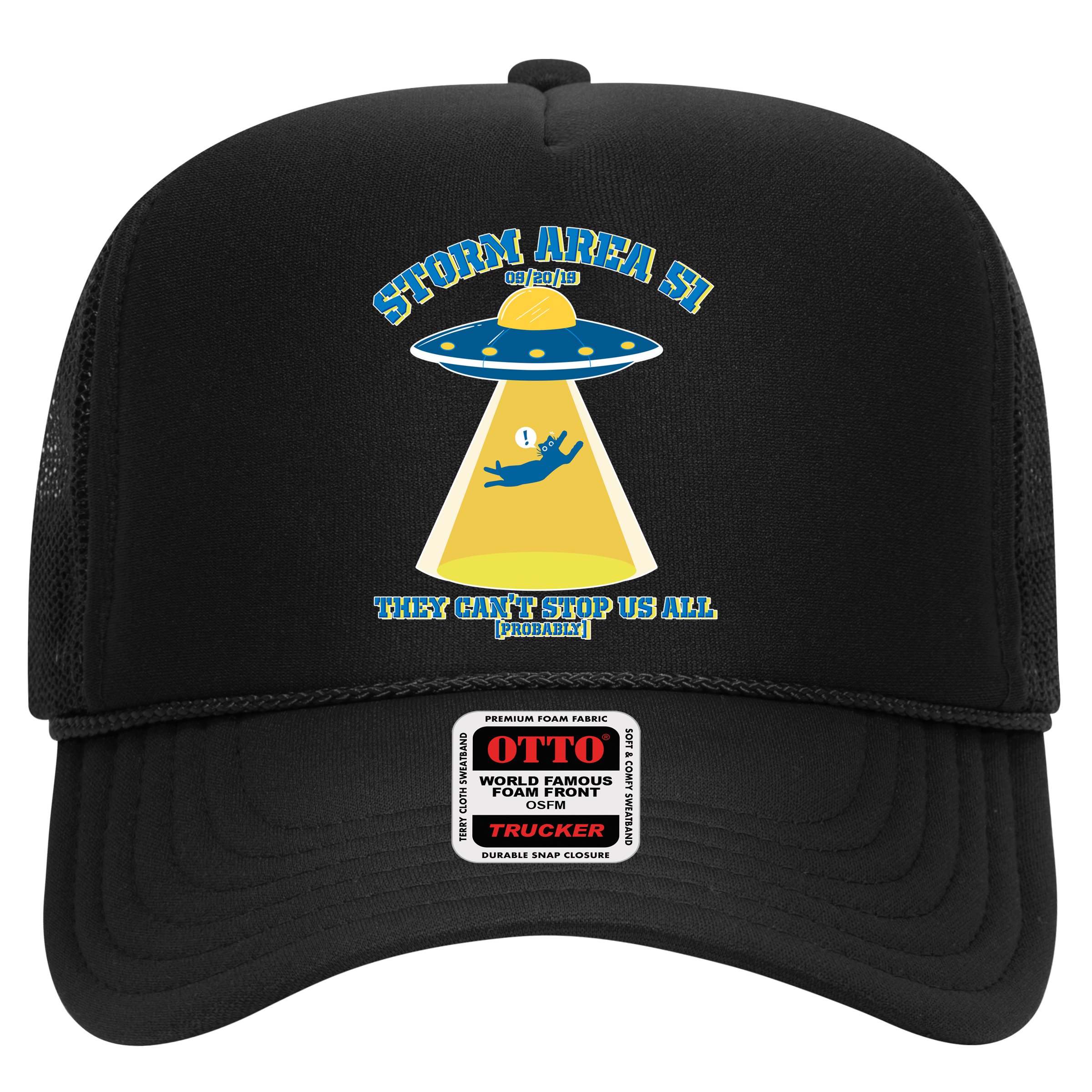 Storm Area 51 UFO Cat They Can't Stop Us All Hat