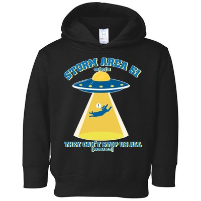 Storm Area 51 UFO Cat They Can't Stop Us All Toddler Hoodie