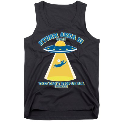 Storm Area 51 UFO Cat They Can't Stop Us All Tank Top